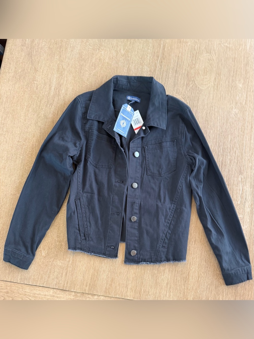 Democracy Black Denim Raw Hem Jacket XS NWT